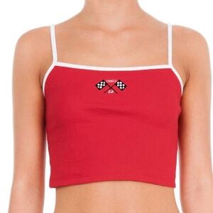 BAMBA Swim Formula 2.0 Ribbed Cropped Tank | Red & White Racing Top Size XS
